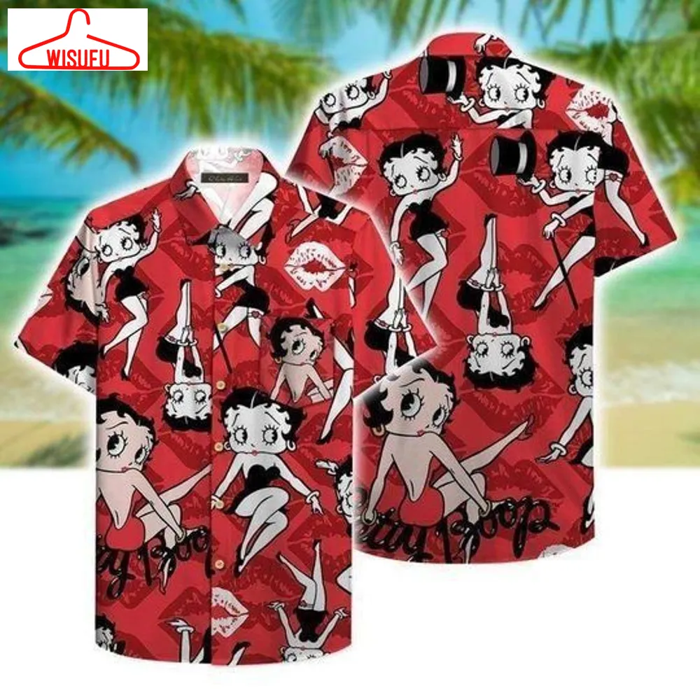 Betty Boop Hawaiian Graphic Print Short Sleeve Hawaiian Casual Shirt Size S - 5xl, New Fashion, Best Gift Ideas, New Fashion Gifts