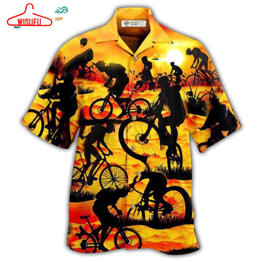 Bicycle Itâs Not A Race Itâs A Journey On The Sunset Hawaiian Shirt- Wisufu Aloha