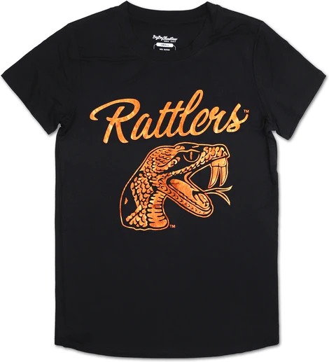 Big Boy Florida A&M Rattlers S4 Ladies Foil Jersey Tee [Black]