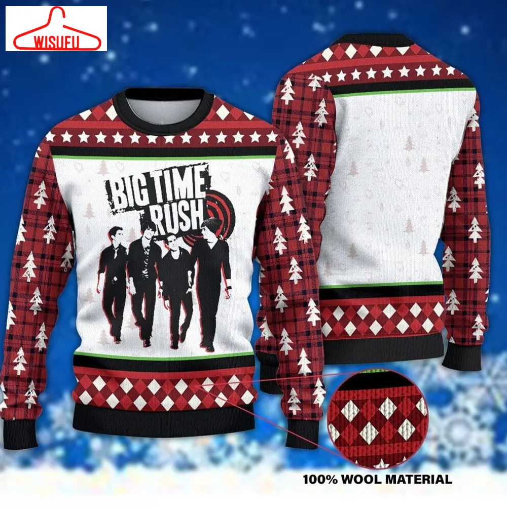 Big Time Rushs Ugly Knitted Christmas Sweatshirt, Big Time Rushs Xmas Sweater, Christmas Sweater, Ugly Christmas Sweater