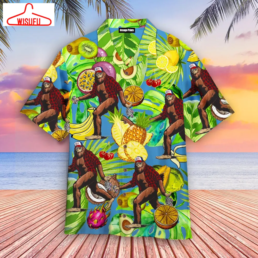 Bigfoot Camping Hawaiian Shirt