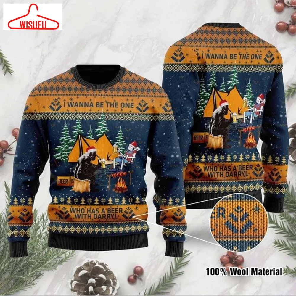 Bigfoot Camping Ugly Christmas Sweater - For Men & Women - New Winter Fashion Shirt Gift For Family