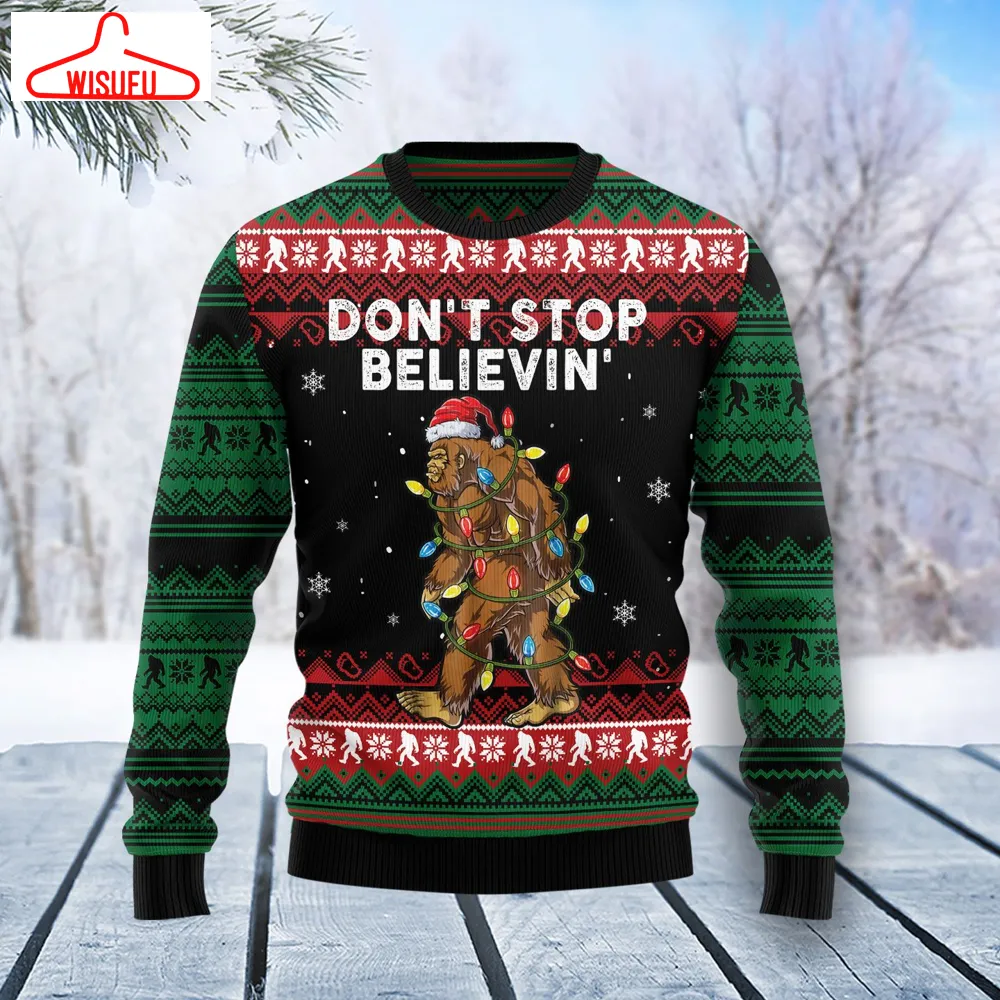 Bigfoot DonÂt Stop Believing Ugly Christmas Sweater - For Men & Women - Adult - New Winter Fashion Shirt Gift For Family