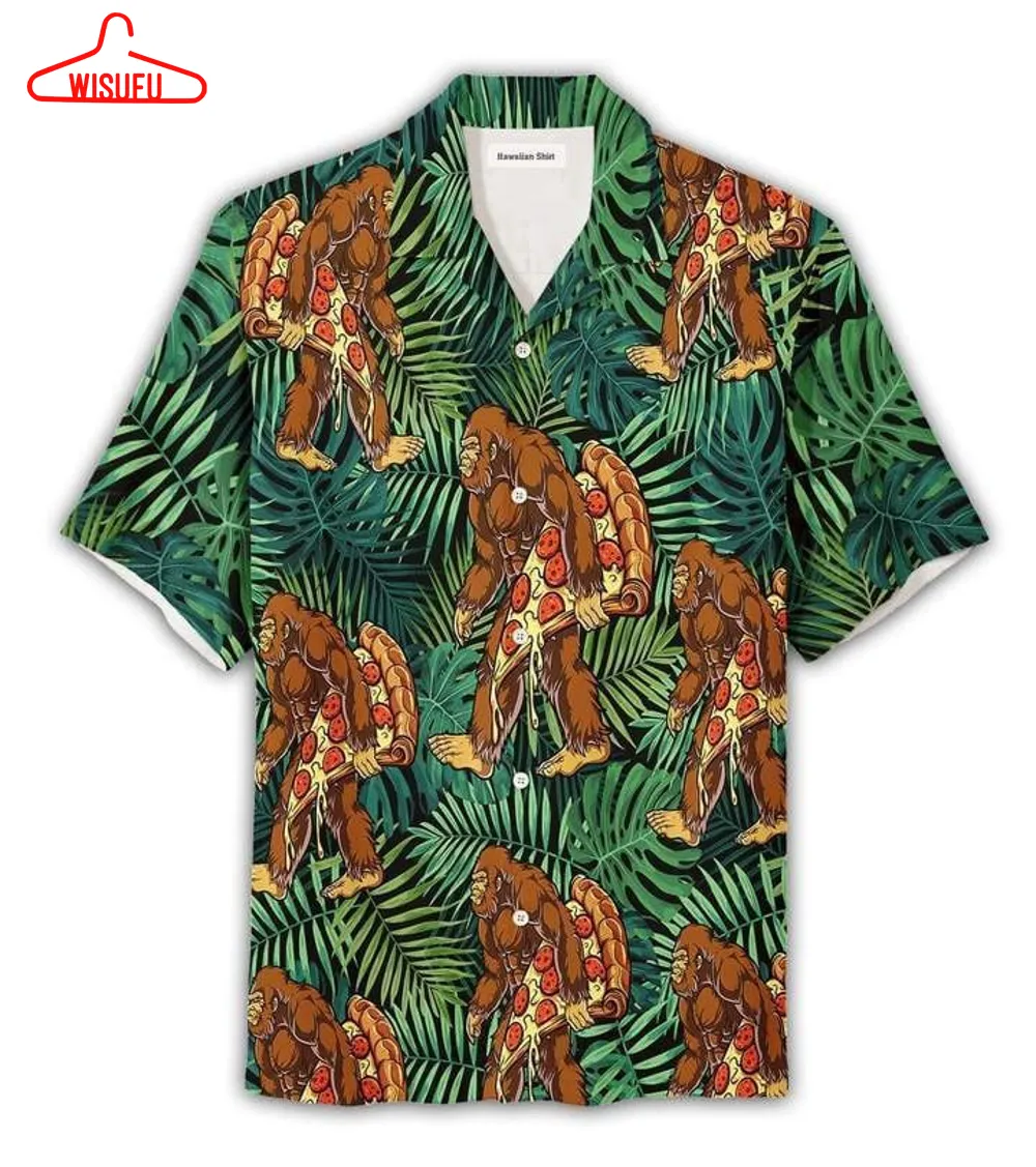 Bigfoot Like Pizza Camping Hawaiian Shirt