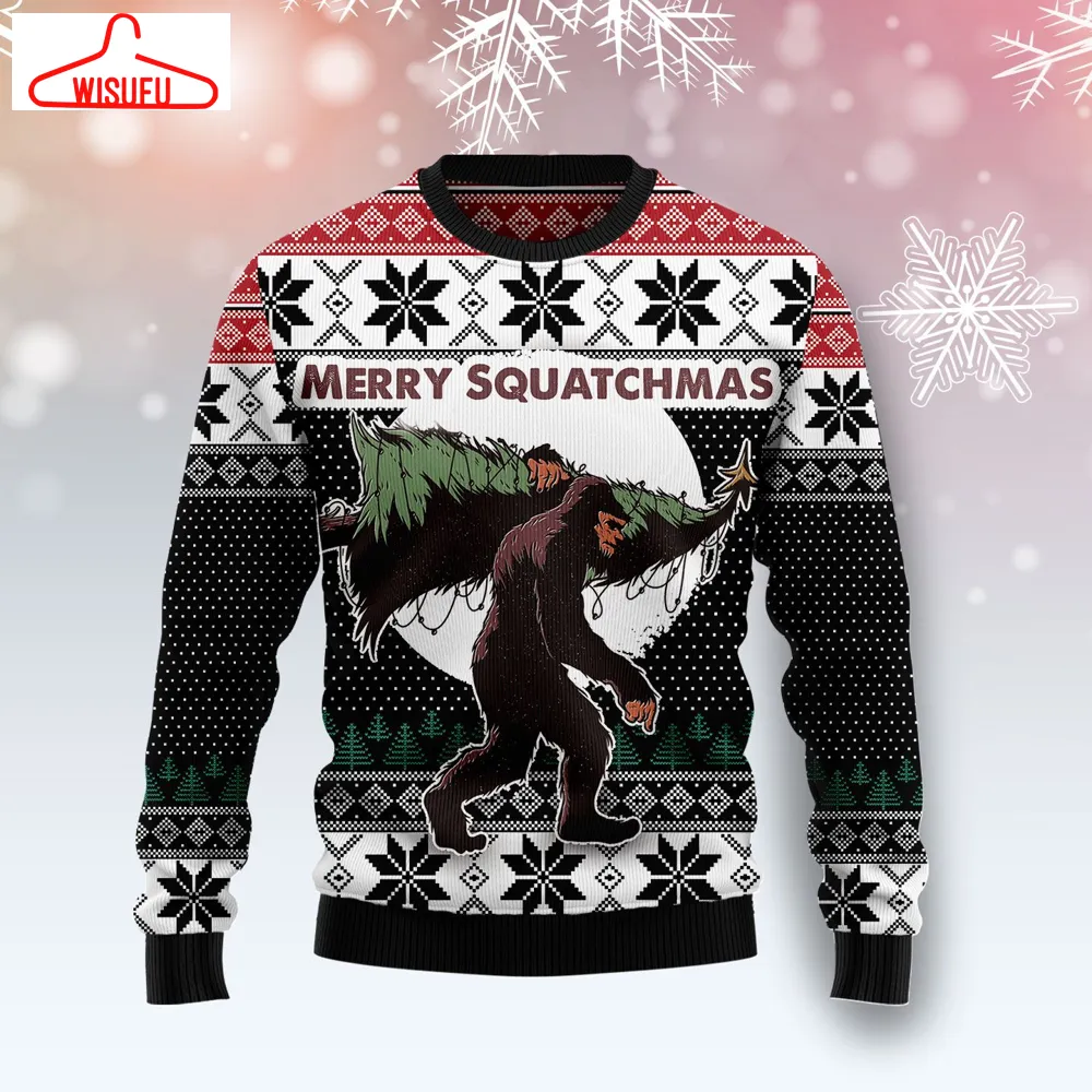 Bigfoot Squatchmas Ugly Christmas Sweater - For Men & Women - Adult - New Winter Fashion Shirt Gift For Family