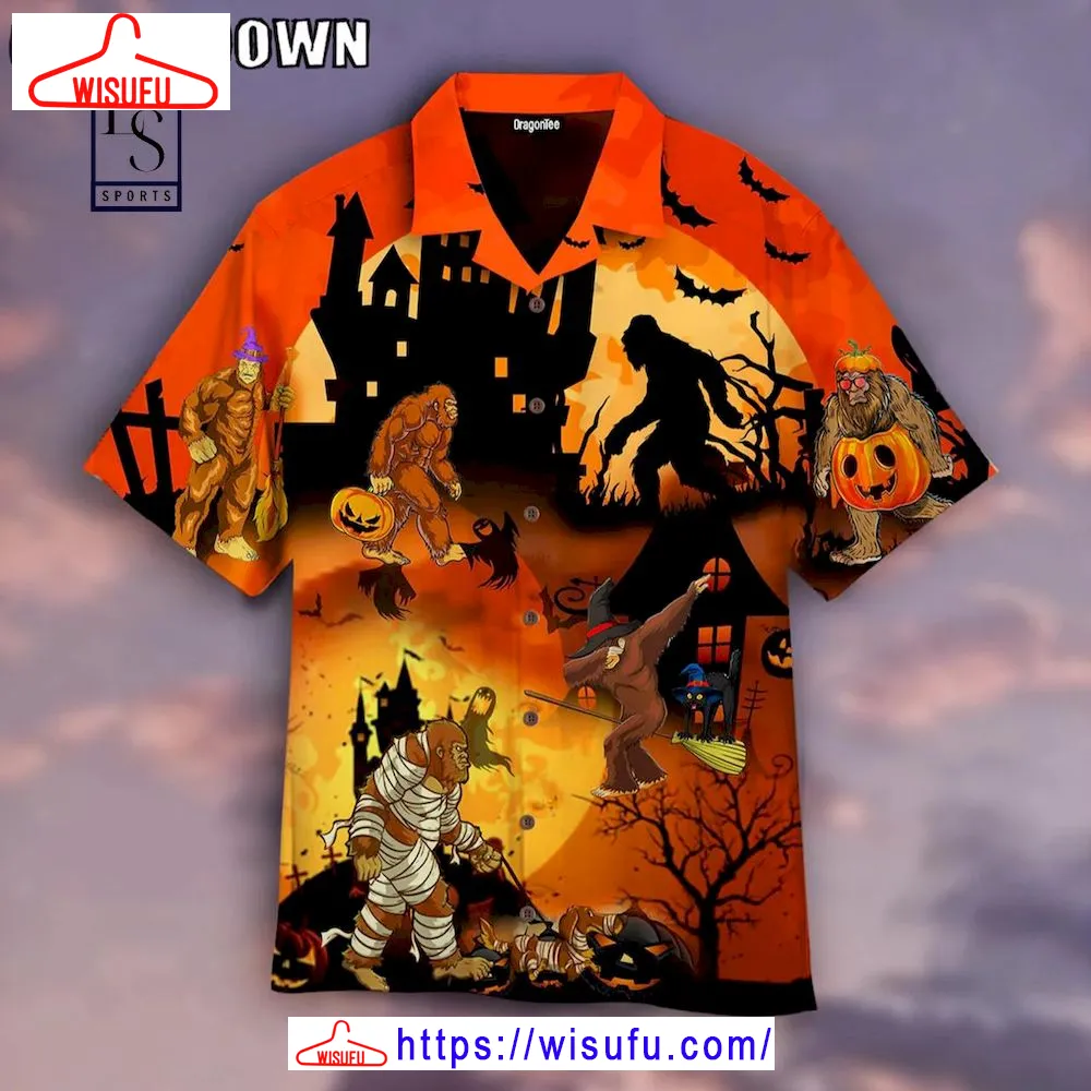 Bigfoots Play In Halloween Night Halloween Hawaiian Shirt, New Fashion Gifts