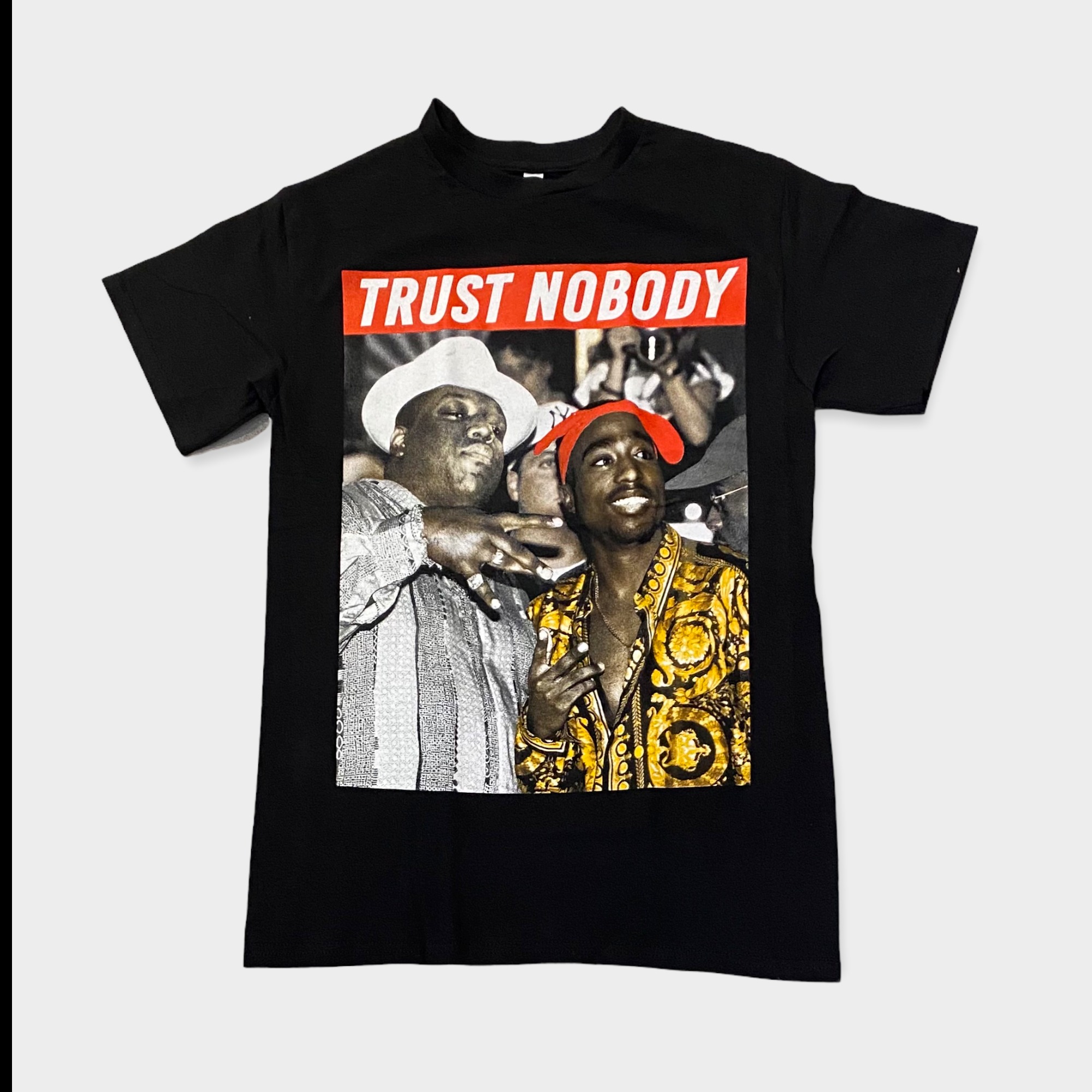 Biggie Tupac Trust Nobody Unisex Black Graphic T-Shirt