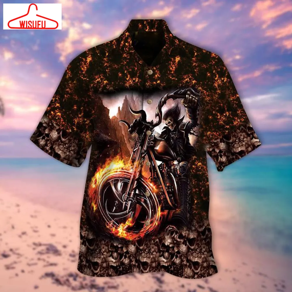 Biker Skull Halloween Hawaiian Shirt