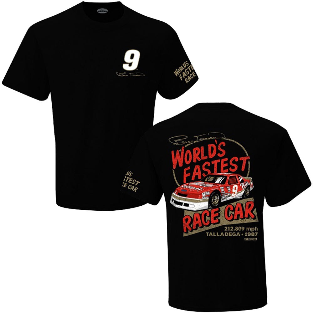 Bill Elliott World's Fastest Race Car T-Shirt Black - Clearance Sale