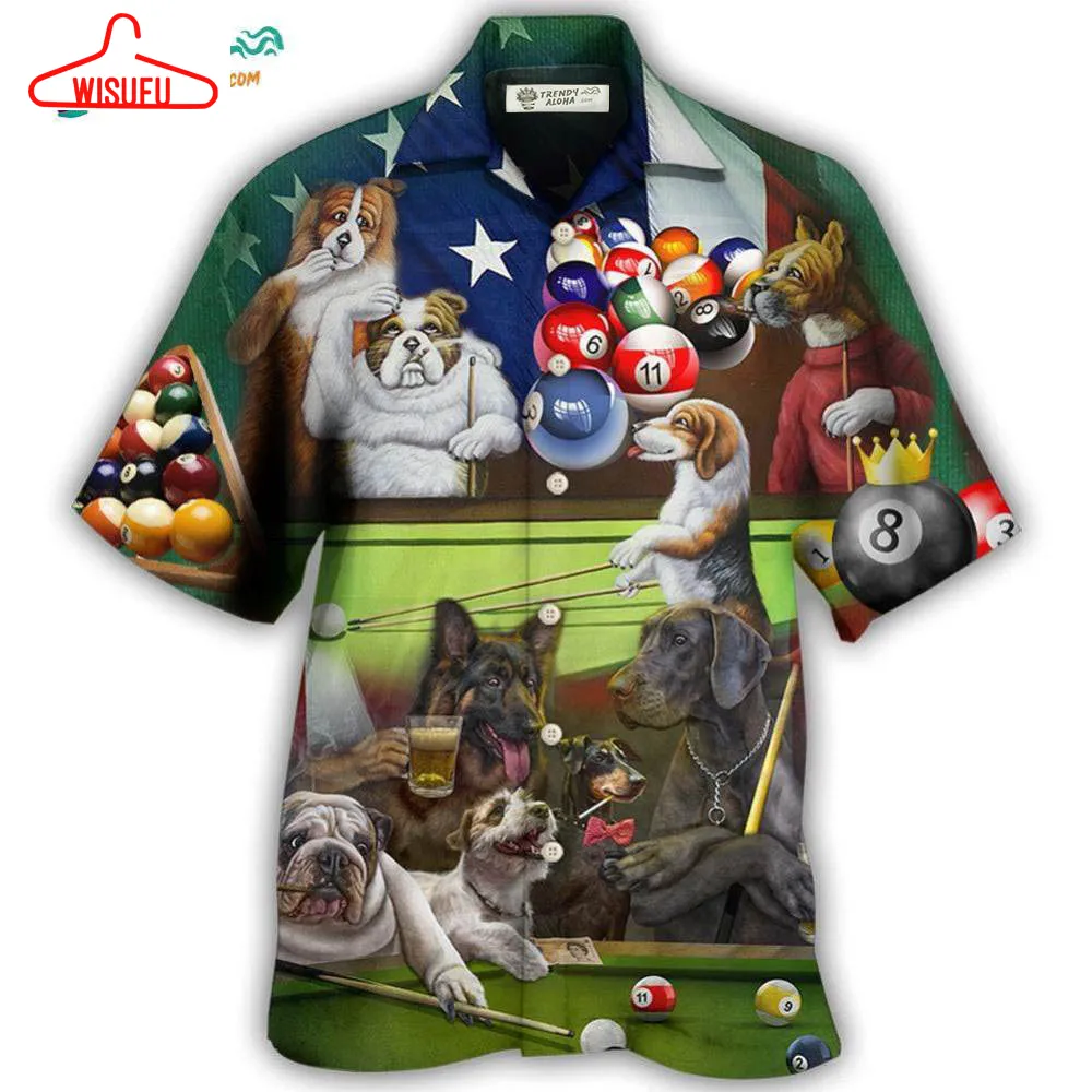 Billiard Independence Day Funny Dogs Hawaiian Shirt- Wisufu Aloha