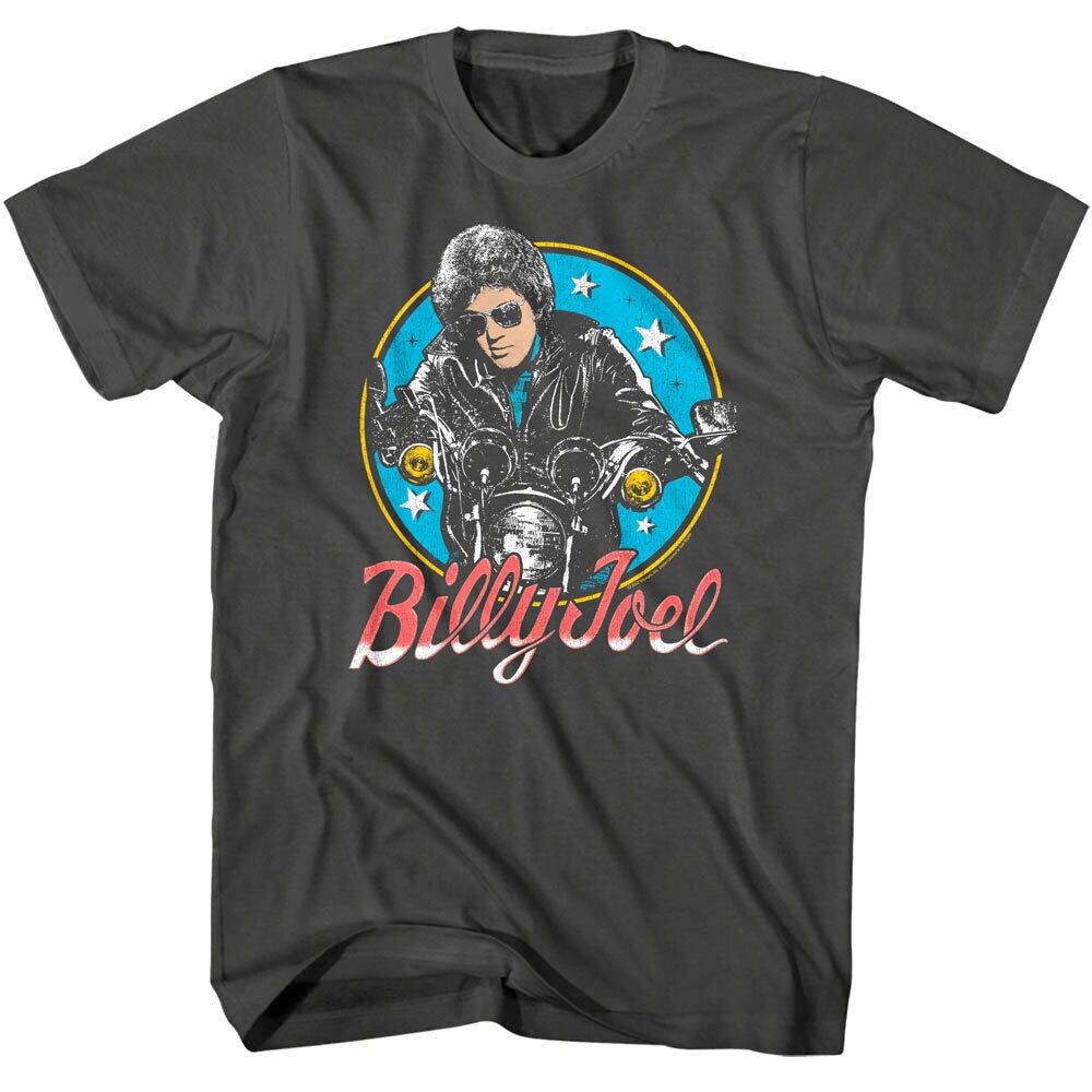 Billy Joel Biker Hair Men's T Shirt Motorcycle Pop Stars Music Concert Tour