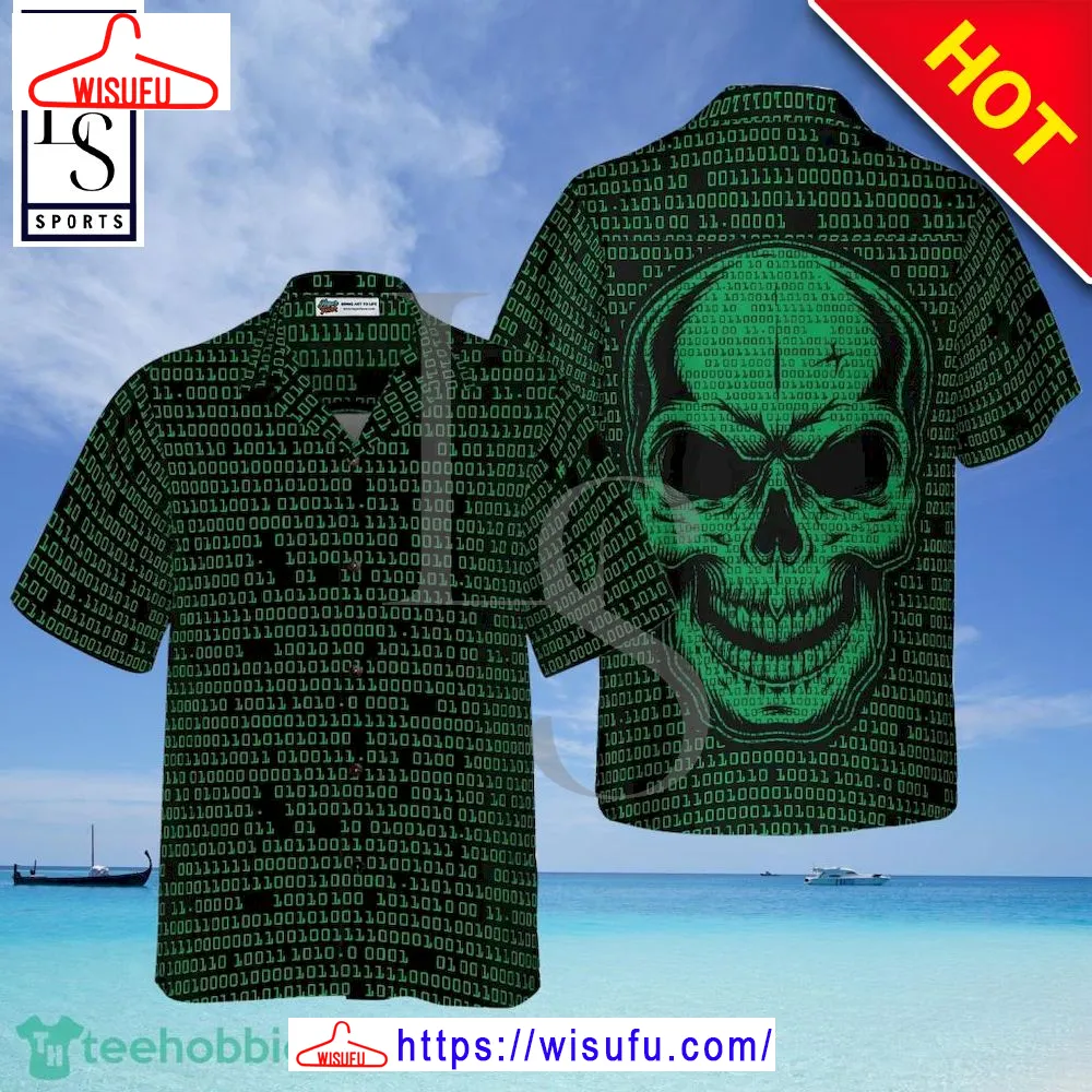 Binary Code Skull Hawaiian Shirt, New Fashion Gifts