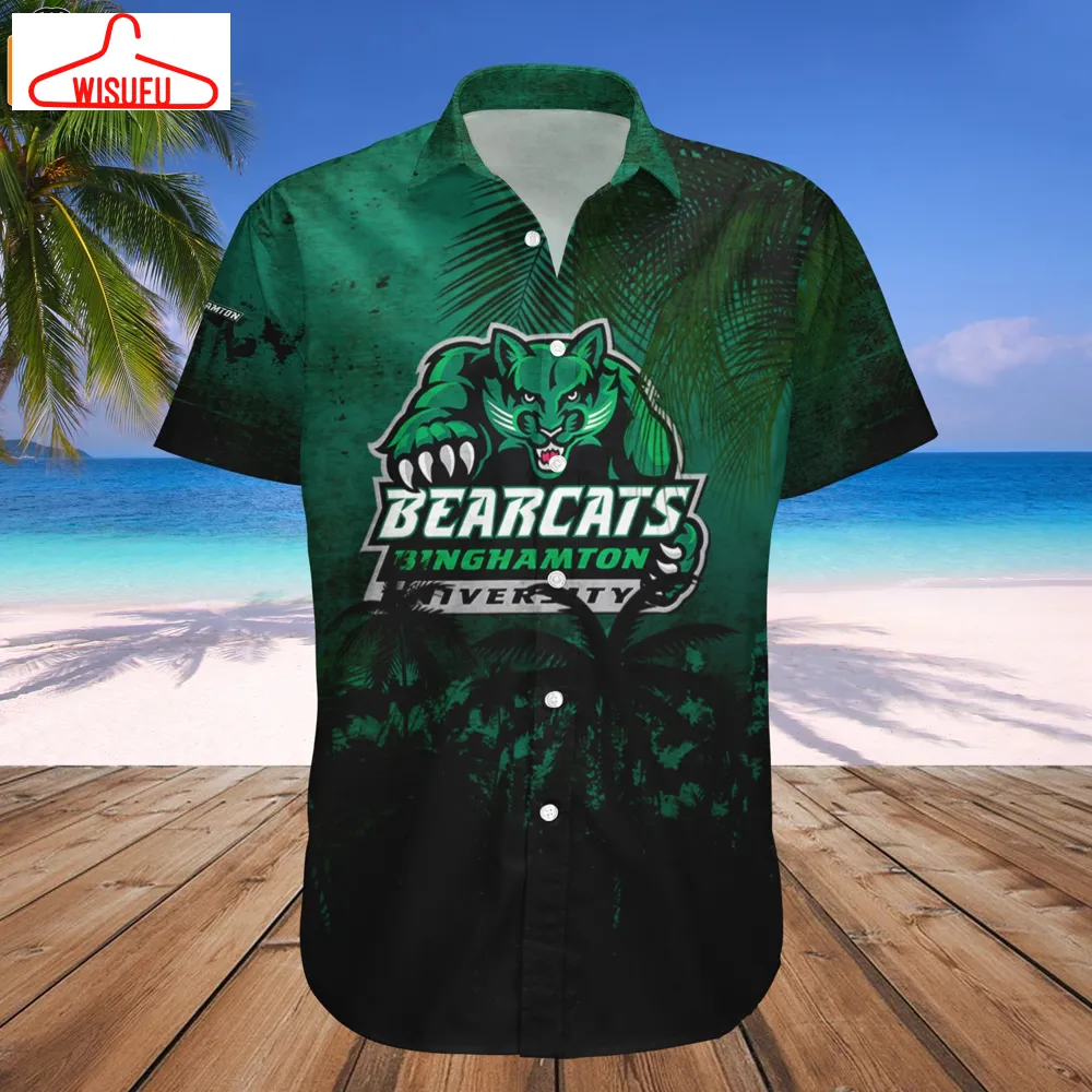 Binghamton Bearcats Coconut Tree Tropical Grunge Hawaiian Shirt, New Fashion Gifts