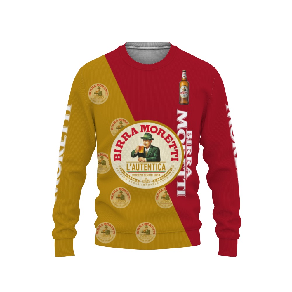 Birra Moretti Beers Beers And Whiskey Pattern Logo-3D Sweatshirt