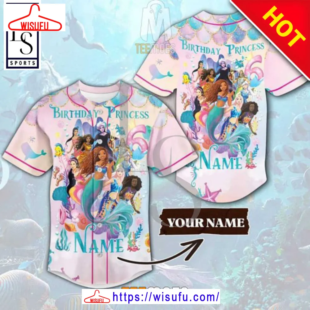 Birthday Disney Princess The Little Mermaid 2023 Customized Baseball Jersey, New Fashion Gifts