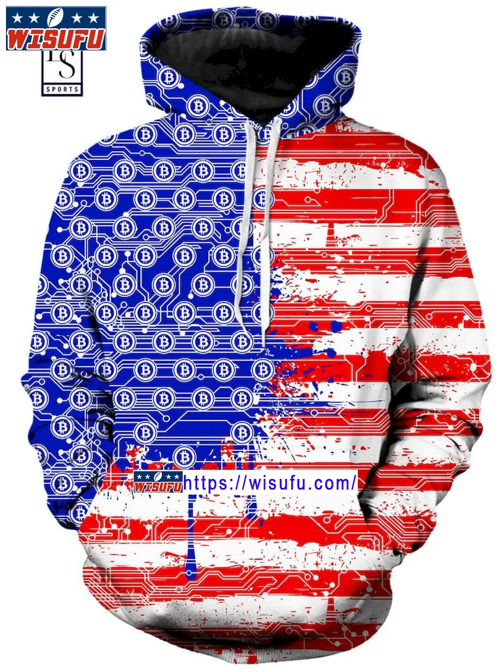 Bitc-oin Flag Usa Hoodie