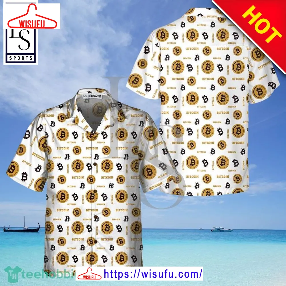 Bitcoi-n Seamless Pattern In White Background Hawaiian Shirt, New Fashion Gifts