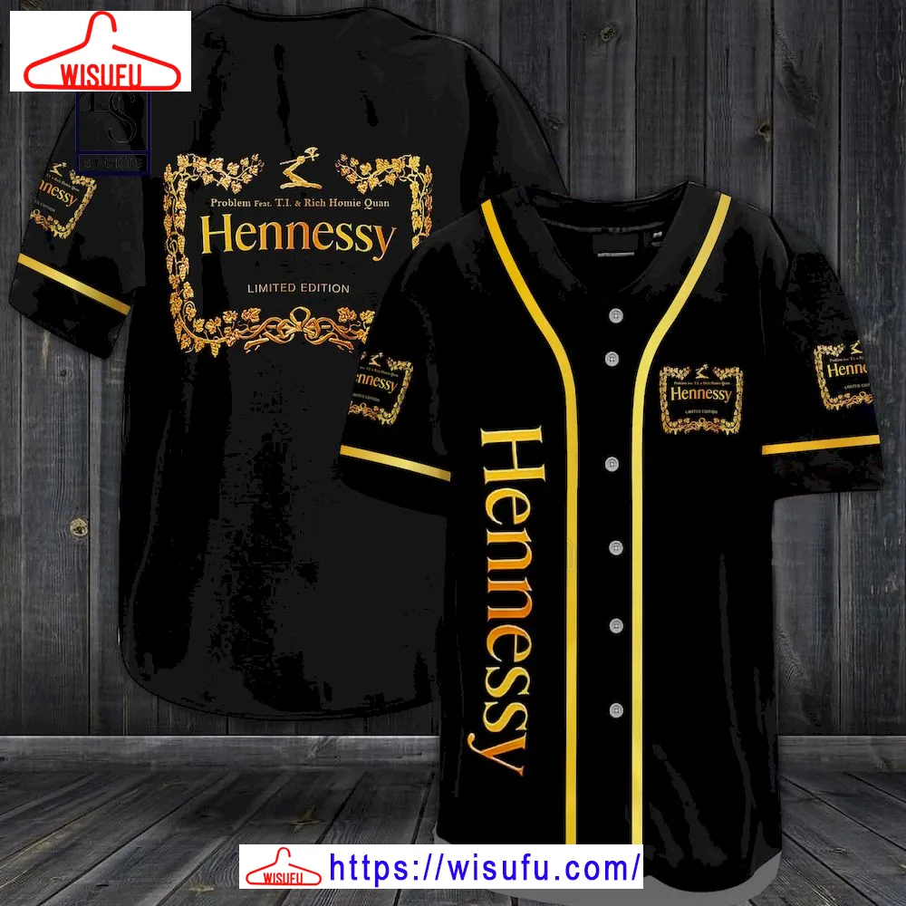 Black And Gold Hennessy Baseball Jersey, New Fashion Gifts