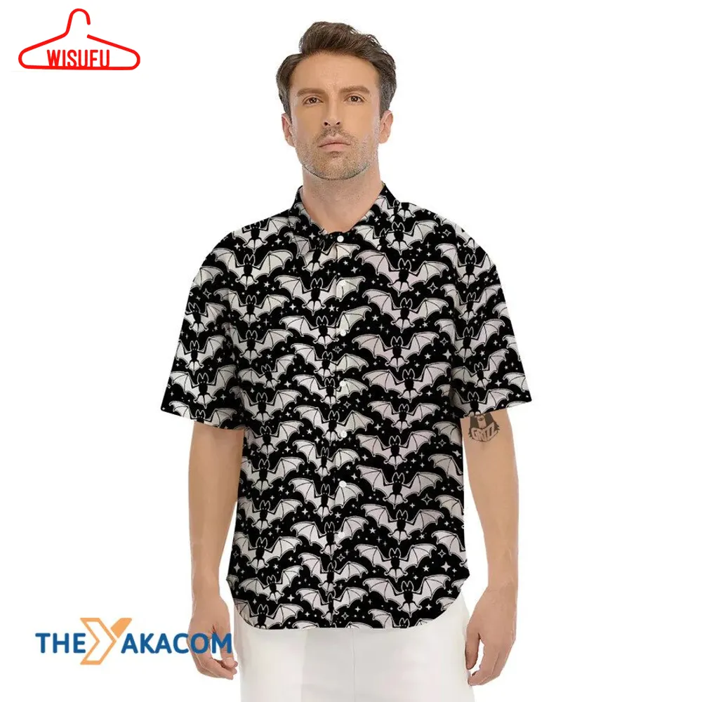 Black And White Bat Star Halloween Hawaiian Shirt, New Fashion Gifts