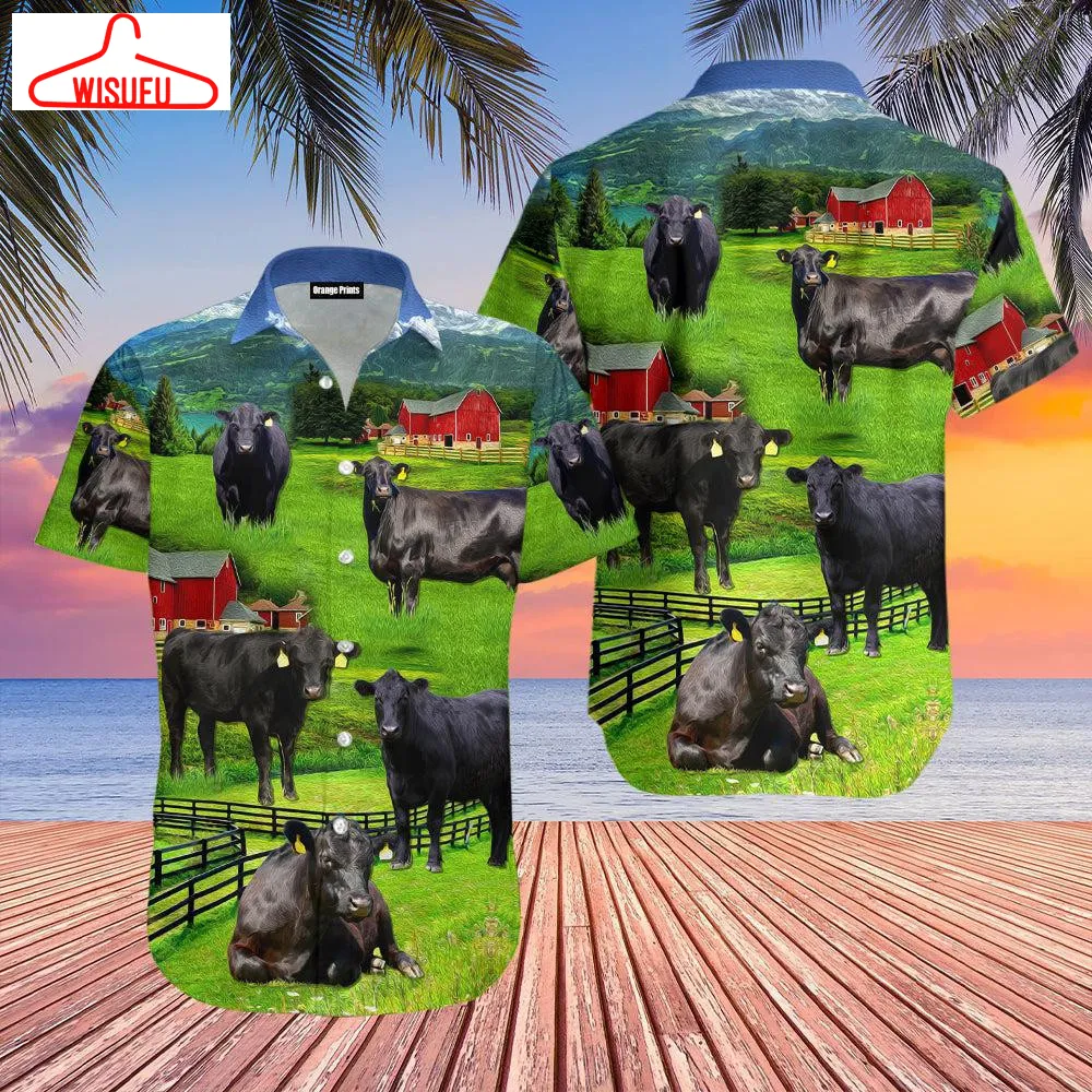 Black Angus Cattle Love Farm Hawaiian Shirt