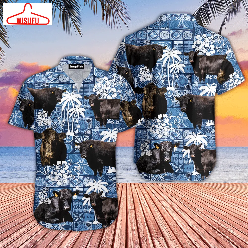 Black Angus Cattle Lovers Farm Hawaiian Shirt