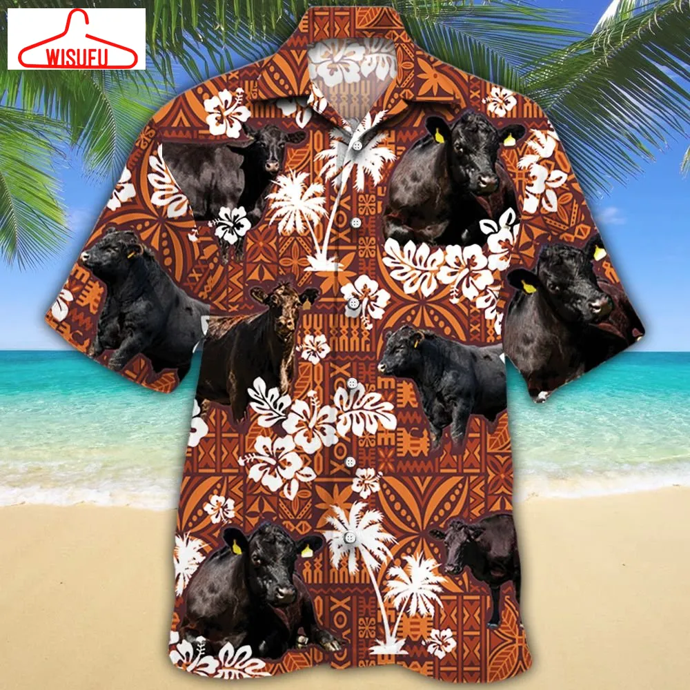 Black Angus Cattle Lovers Hawaiian Shirt 743764, New Hawaiian Holiday Outfits, New Fashion Gifts