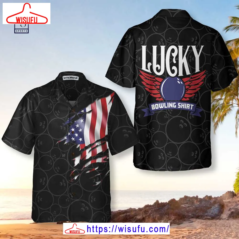 Black Bowling American Flag Hawaiian Shirt, New Fashion Gifts