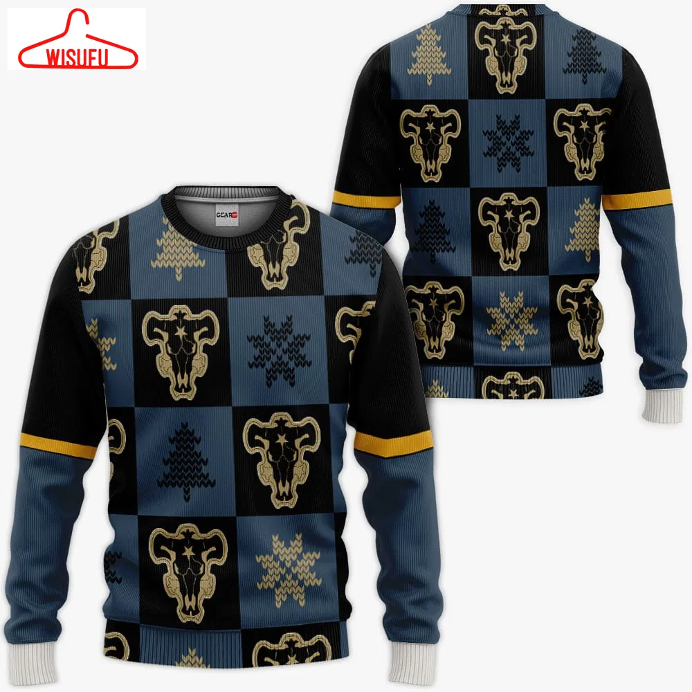 Black Bull Symbol Ugly Sweater Christmas, Anime Ugly Christmas Sweater Gift For Family