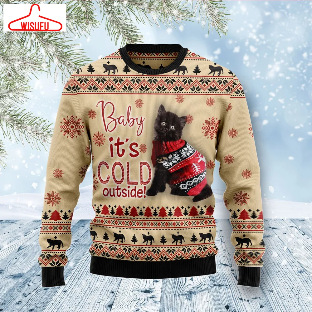 Black Cat Baby Ugly Christmas Sweater - For Men & Women - Adult - New Winter Fashion Shirt Gift For Family