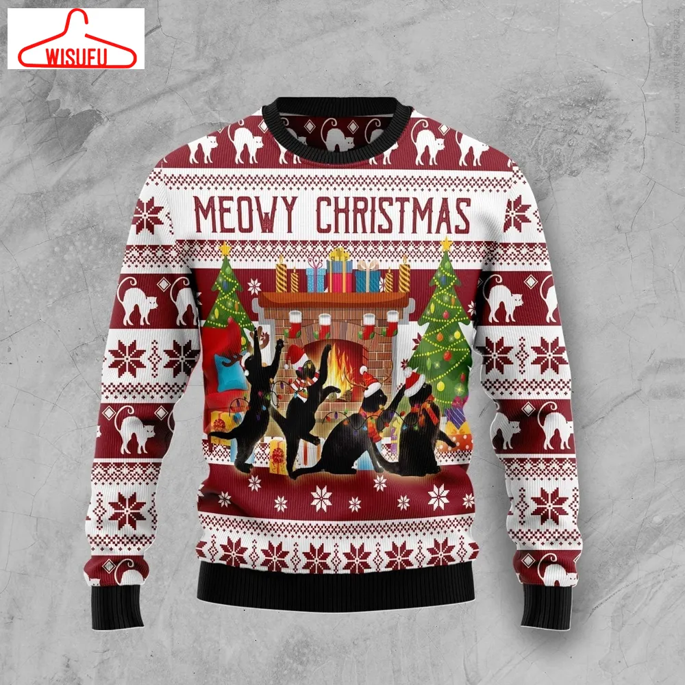 Black Cat Christmas Dancing Ugly Christmas Sweater - For Men & Women - Adult - New Winter Fashion Shirt Gift For Family