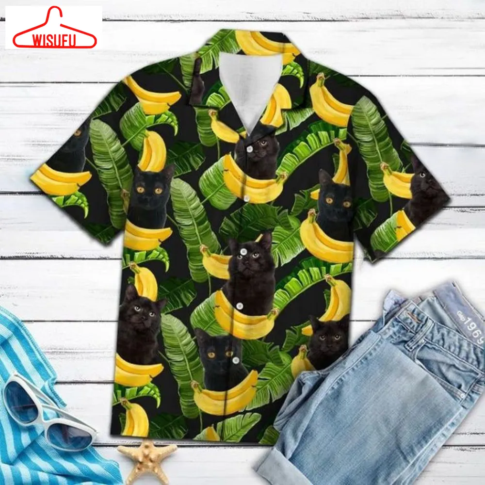 Black Cat Forest Banana Hawaiian Shirt