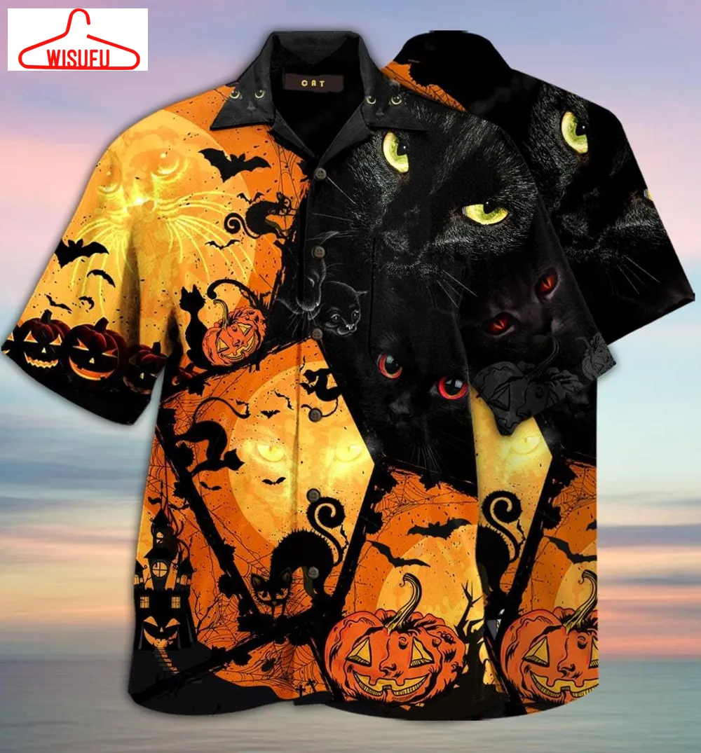 Black Cat Halloween Hawaiian Shirt