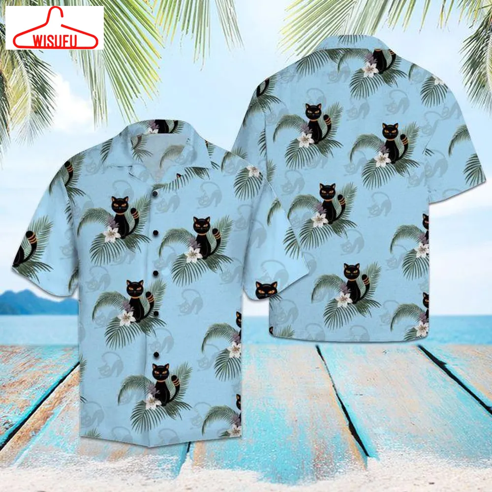 Black Cat Hawaiian Shirt - Unisex - Full Size - Adult - Colorful - Hw1296, New Hawaiian Holiday Outfits, New Fashion Gifts