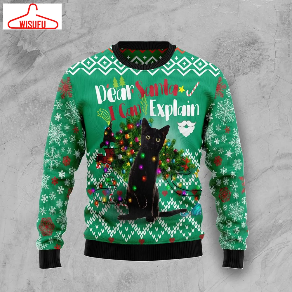 Black Cat I Can Explain Christmas Ugly Christmas Sweater, All Over Print New Winter Fashion 3d Sweater, Best Gift Ideas