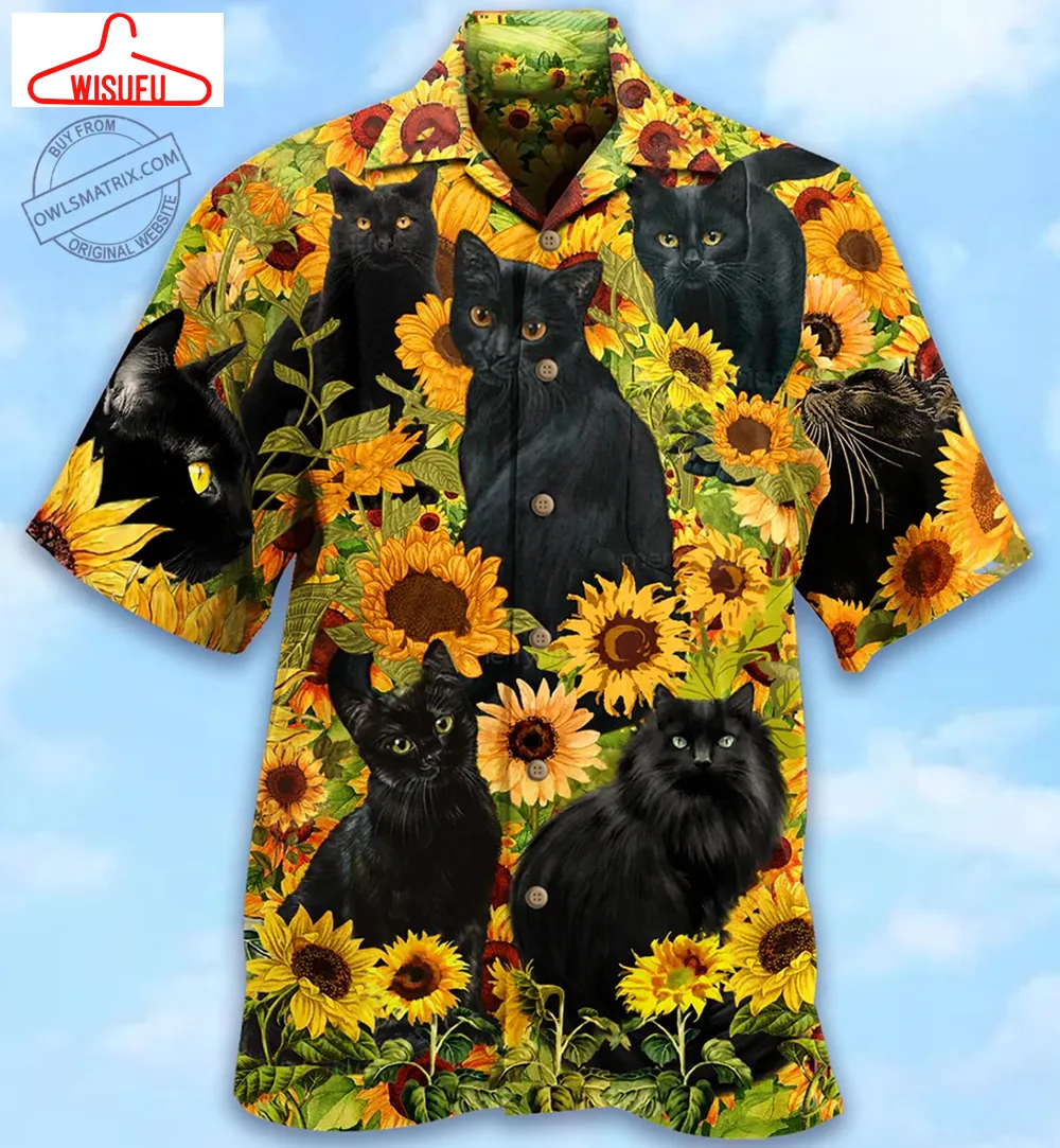 Black Cat Love Sunflower Limited Edition Hawaiian Shirt, New Fashion Gifts