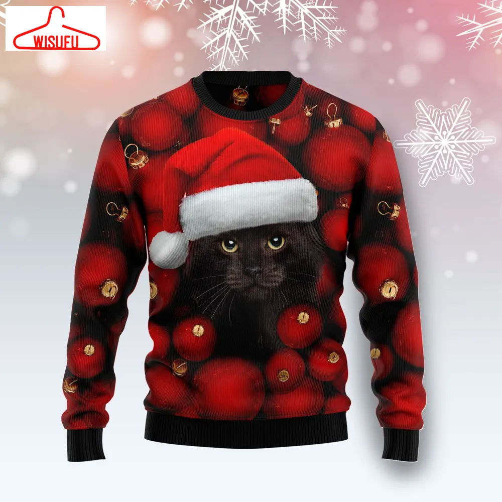 Black Cat Ornament Ugly Christmas Sweater - For Men & Women - Adult - New Winter Fashion Shirt Gift For Family