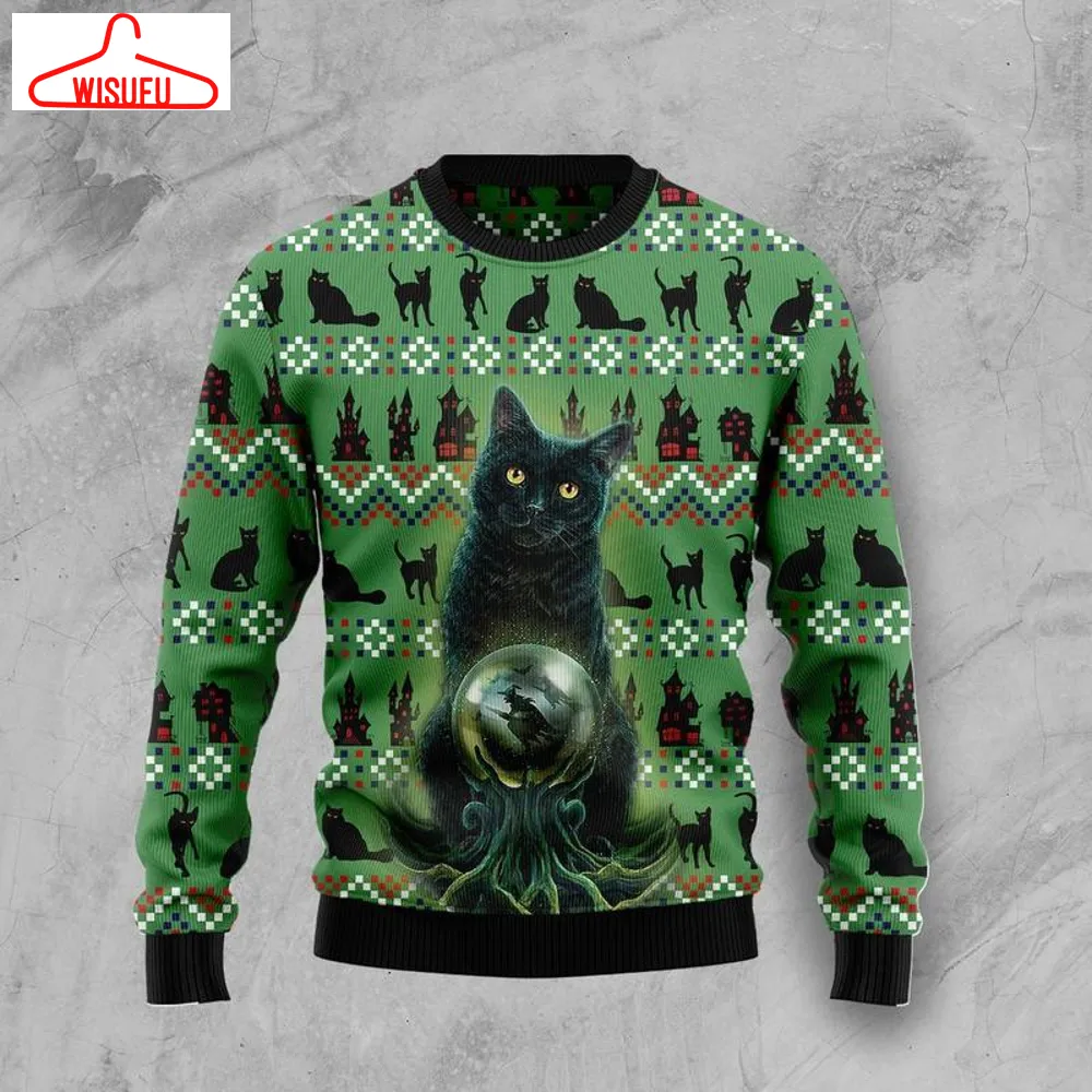 Black Cat Ugly Christmas Sweater - For Men & Women - Adult - New Winter Fashion Shirt Gift For Family