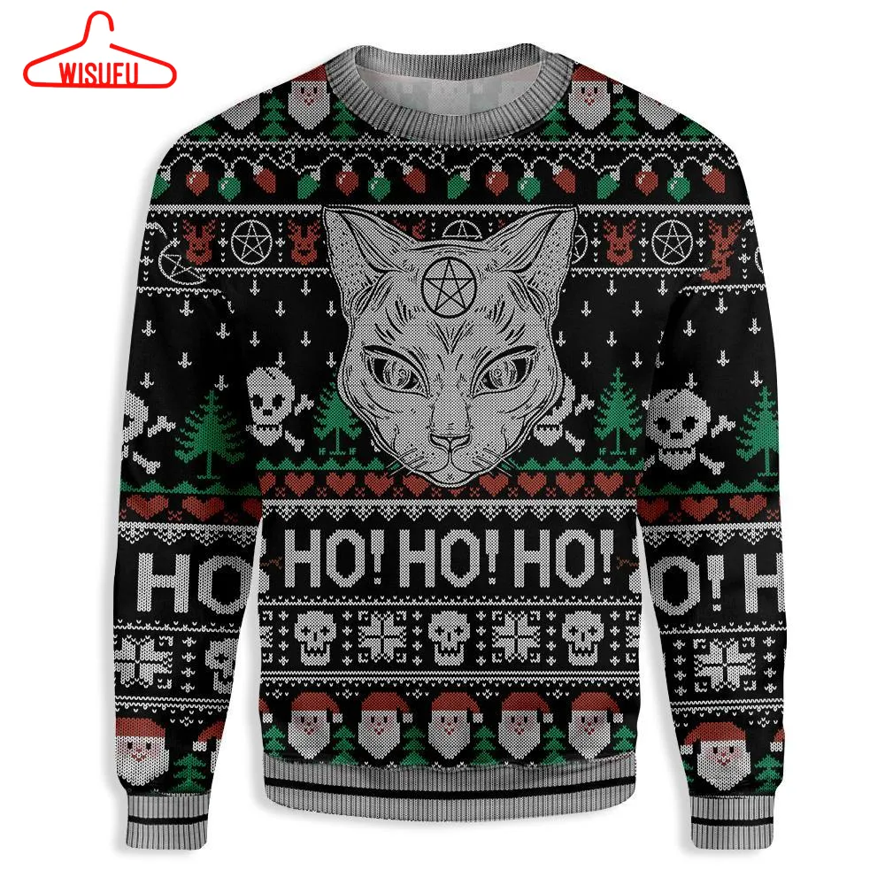 Black Cat Wicca Ugly Christmas Sweater - For Men & Women - Adult - New Winter Fashion Shirt Gift For Family