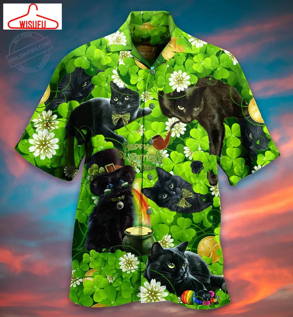 Black Cats Love Green Limited Edition Hawaiian Shirt, New Fashion Gifts