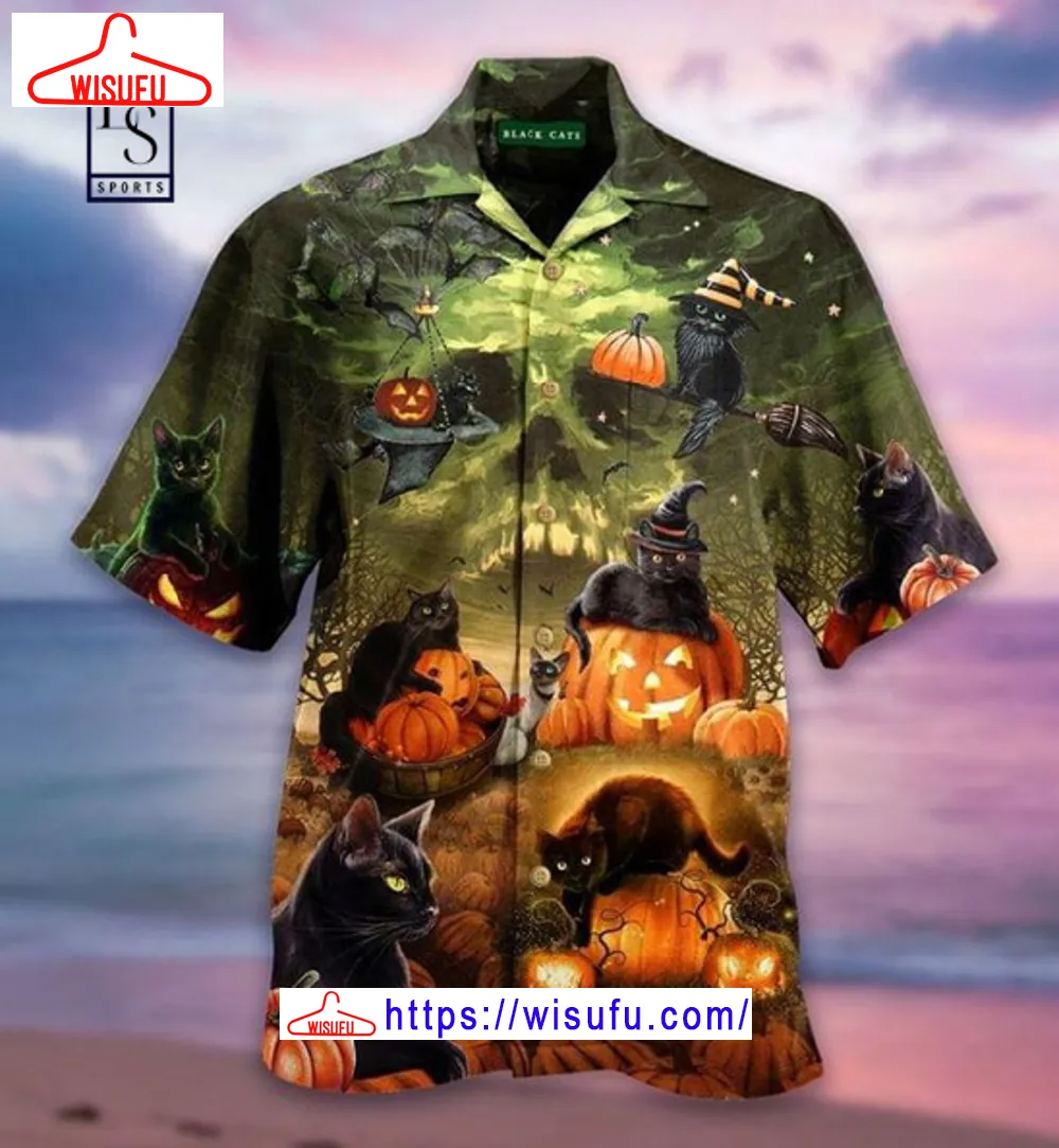 Black Cats Witch Halloween Hawaiian Shirt, New Fashion Gifts