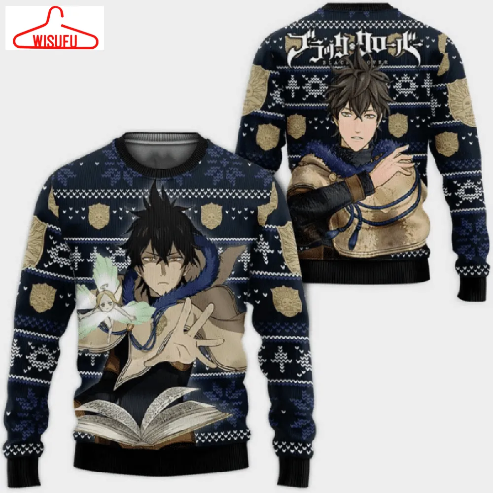 Black Clover Anime Yuno 3 Ugly Sweater Gifts, Black Clover Anime Gift Fan Ugly Sweater