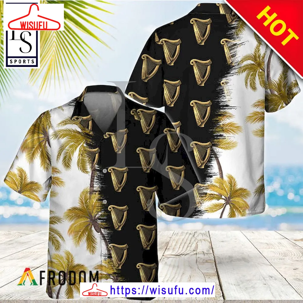 Black Guinness Match Palm Trees Aloha Hawaiian Shirt, New Fashion Gifts