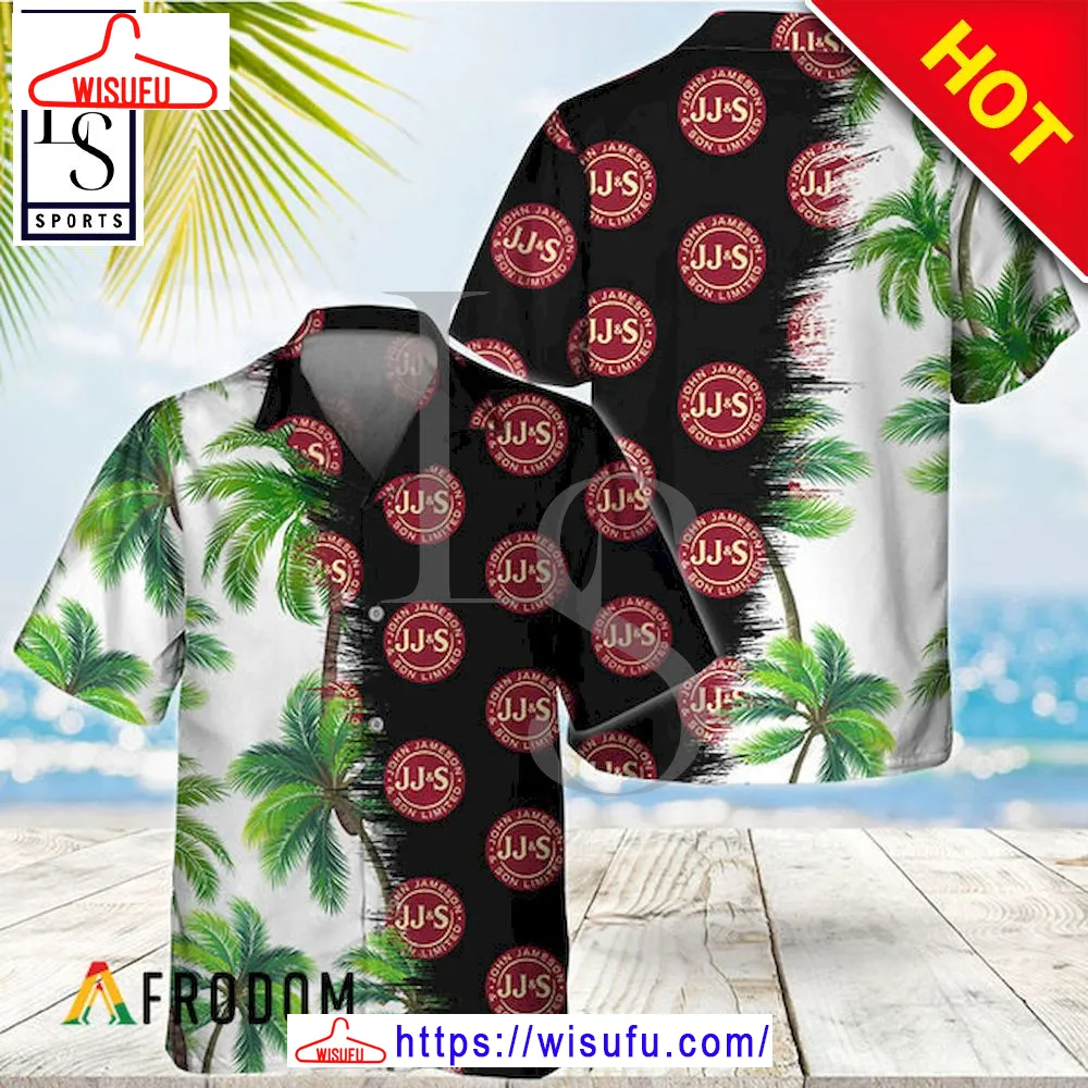 Black Jms Whiskey Match Palm Trees Aloha Hawaiian Shirt, New Fashion Gifts