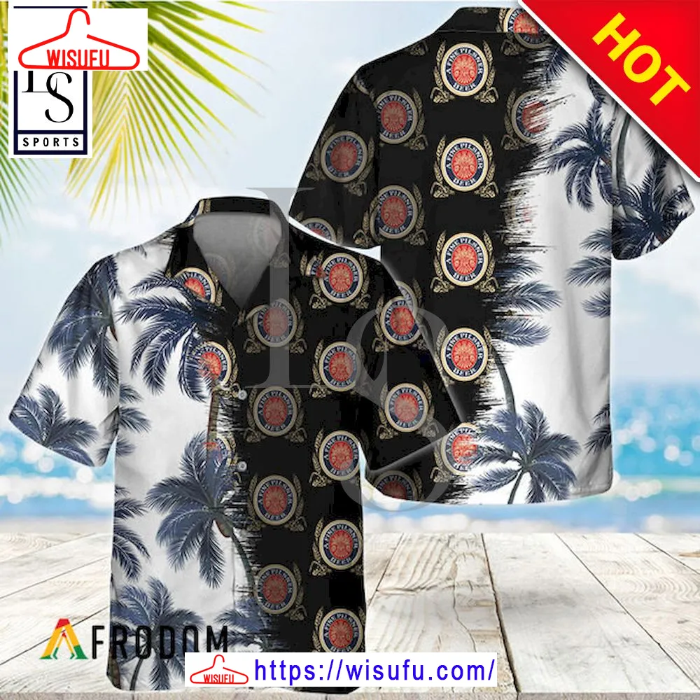 Black Miller Lite Match Palm Trees Aloha Hawaiian Shirt, New Fashion Gifts