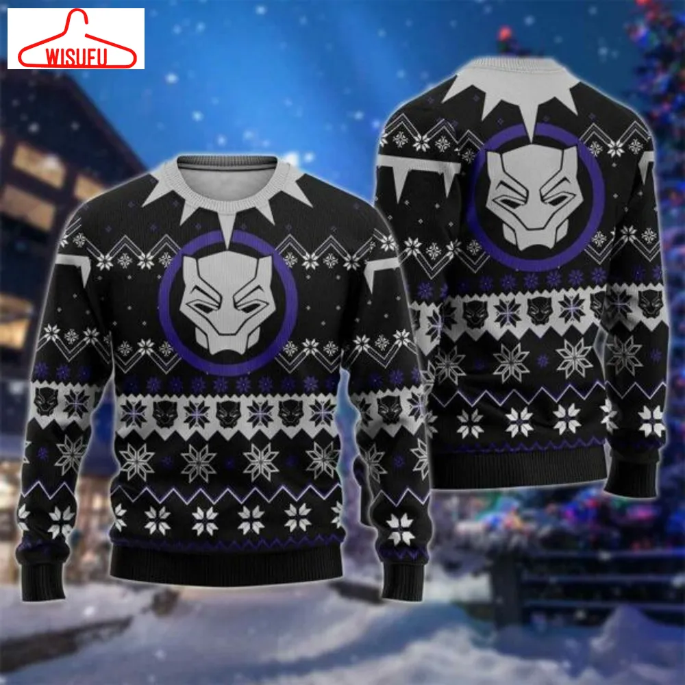 Black Panther Marvel Ugly Sweater, Black Panther Marvel Christmas Gift, Black Panther Marvel Shirt