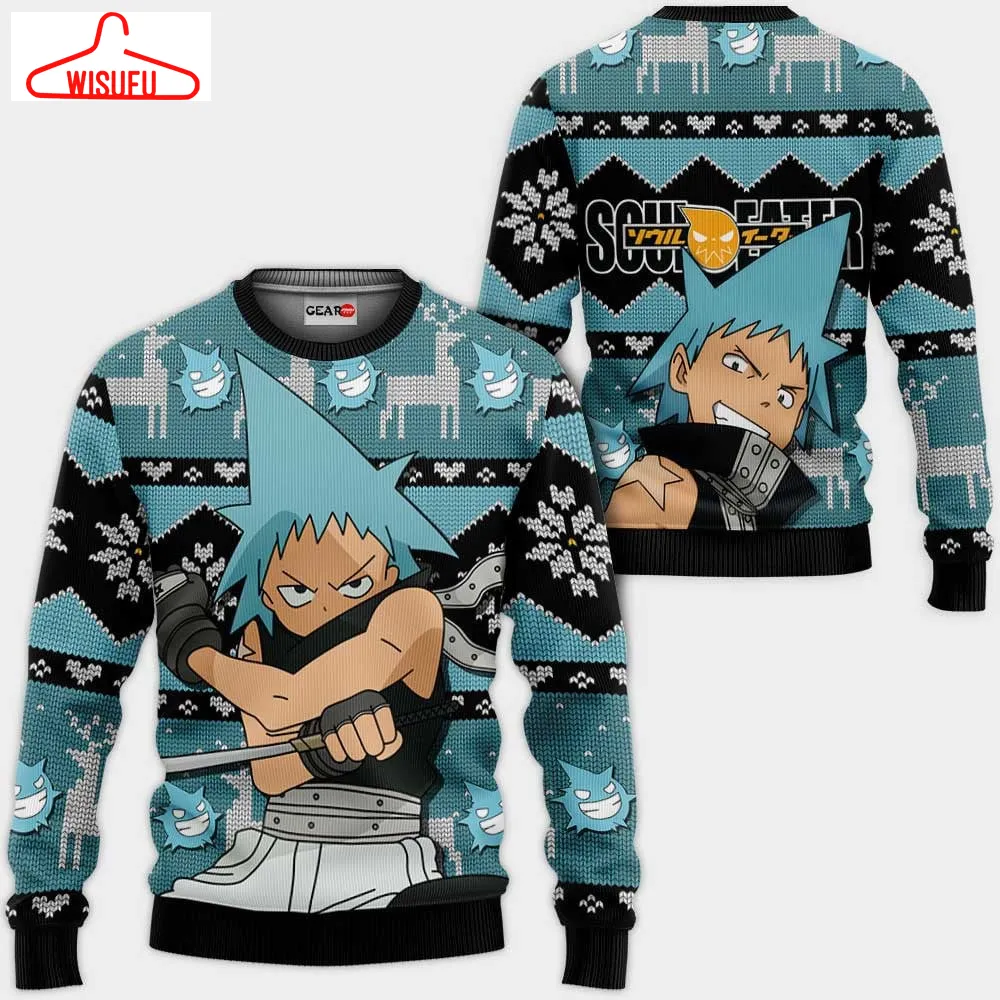 Black Star Ugly Christmas Sweater Anime Gifts, Anime Ugly Christmas Sweater Gift For Family