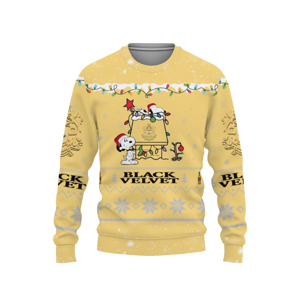 Black Velvet Whiskey American Whiskey Beers Merry Christmas, Snoopy House Cute Fan Gift-3D Sweatshirt