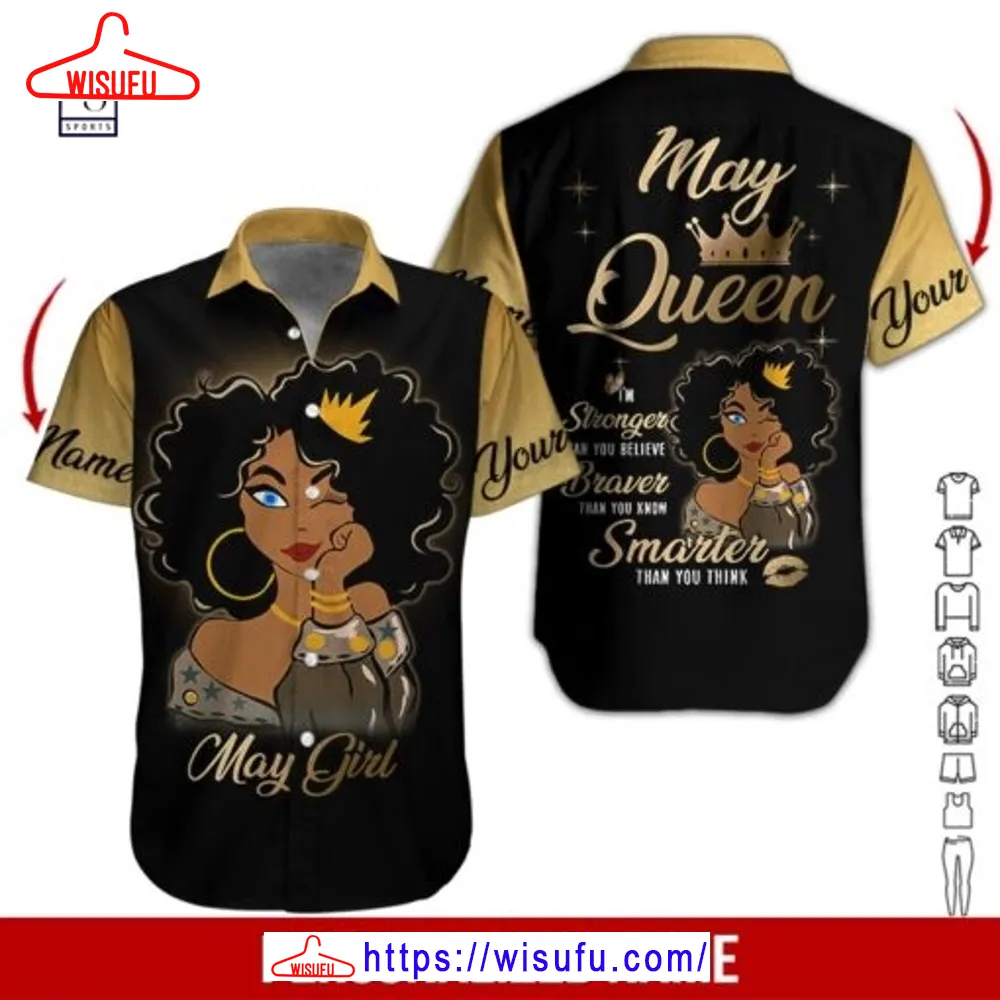 Black Woman May Girl Custom Name Hawaiian Shirt, New Fashion Gifts