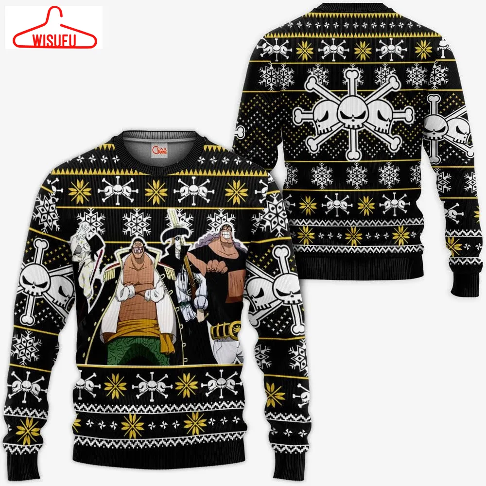 Blackbeard Pirates Ugly Christmas Sweater Anime Gifts, Anime Ugly Christmas Sweater Gift For Family