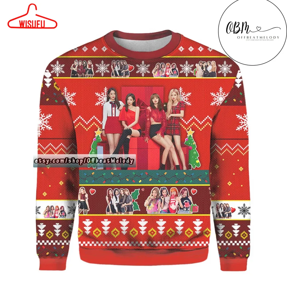 Blackpink Group Members Santa Ugly Christmas Sweater, Blackpink Fans Christmas Ugly Sweater, 2024 Blackpink Sweater Gift For Fan